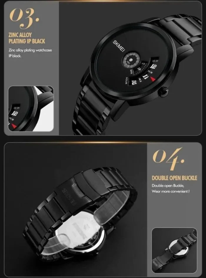 Skmei - 1260 - Waterproof Business Watch For Men - Black/Black Steel