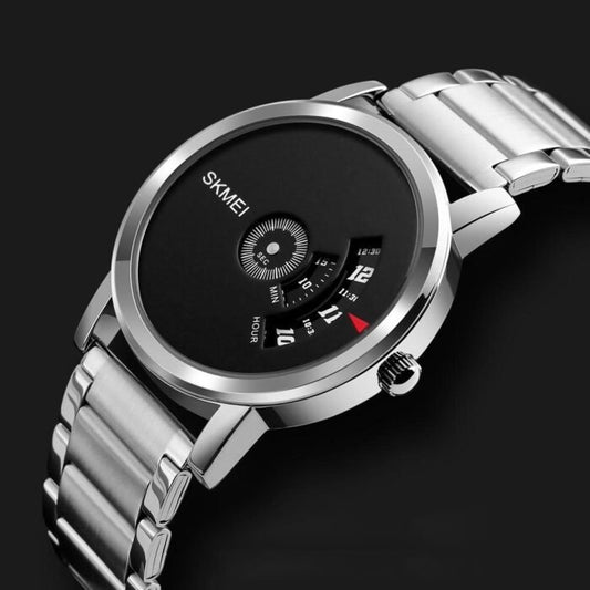SKMEI -1260 - Waterproof Business Watch For Men - Silver/Black Steel