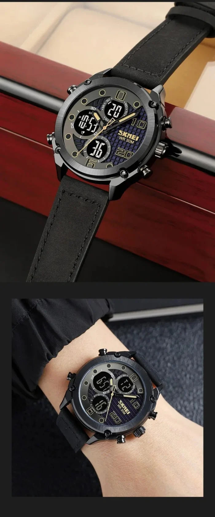 Skmei - 1975(strap)- Luminous 30m Waterproof Mutifunctional - Black