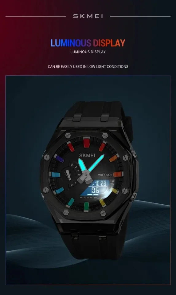 Skmei - 2100 - World Time 50m Waterproof - Black black