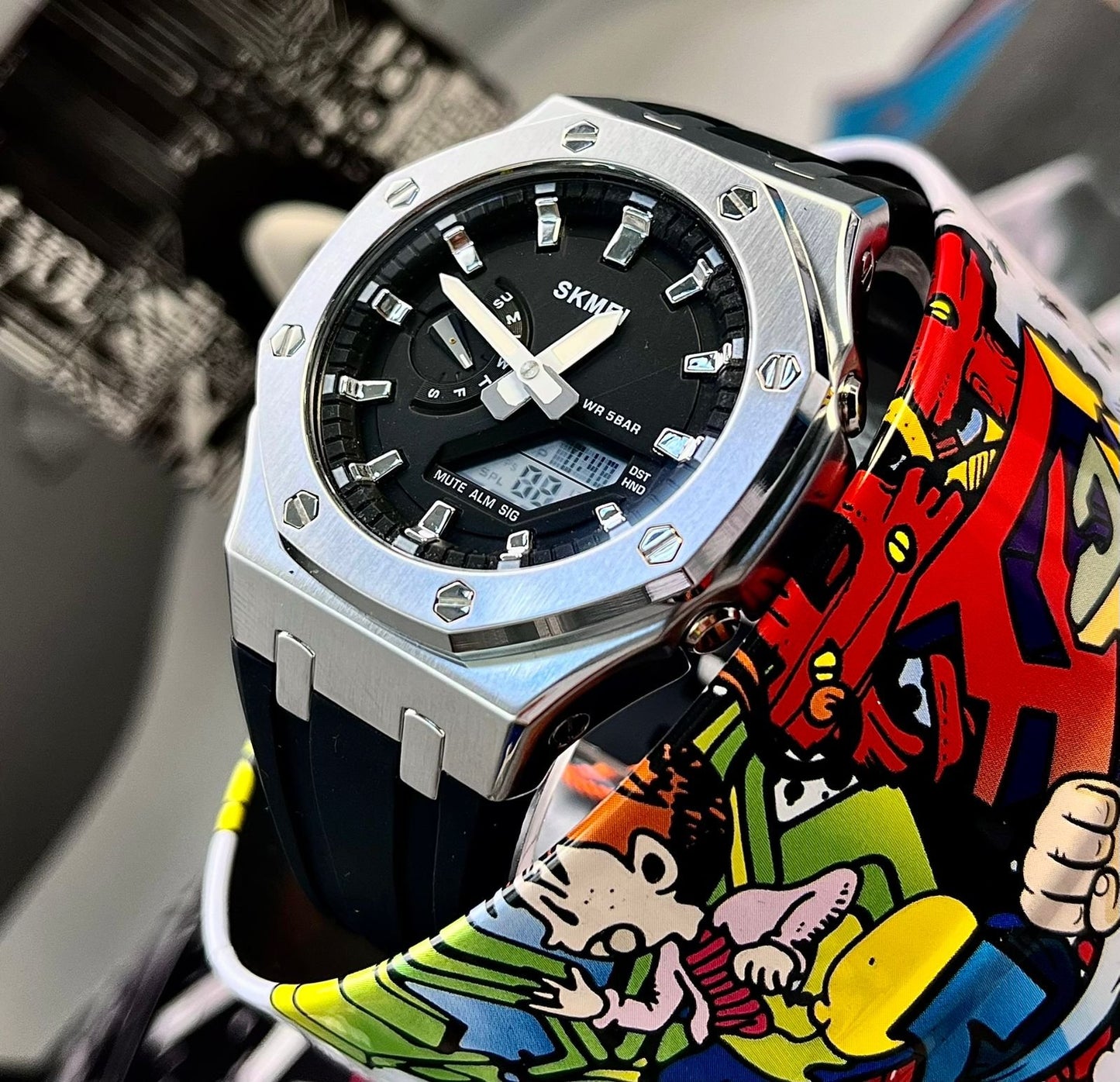 Skmei - 2243 - World time 50 Timezone- Silver Black