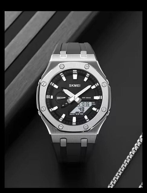 Skmei - 2243 - World time 50 Timezone- Silver Black