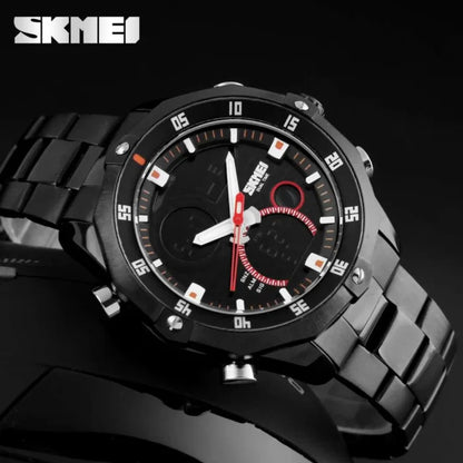 Skmei - 1146 - Waterproof Dual Display LED Digital Alarm - Black