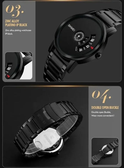 Skmei - 1260 - Waterproof Business Watch For Men - Black/Black Steel