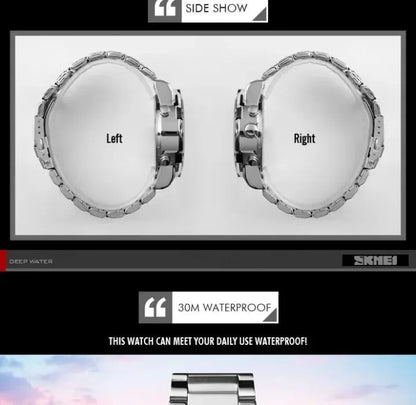 Skmei - 1389 - Dual Display Waterproof Watch - Silver/Silver