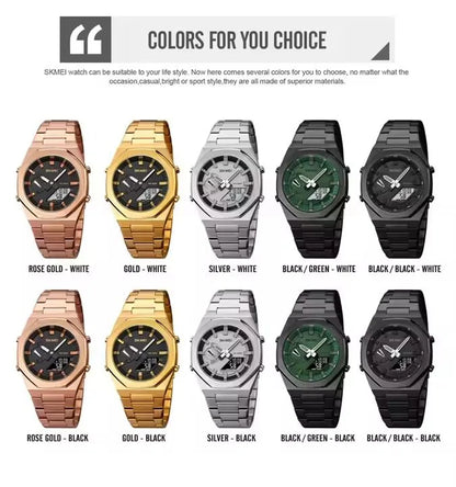 Skmei - 1816 - Dual Display luminous waterproofs 50+ timezone - Black/Black-White