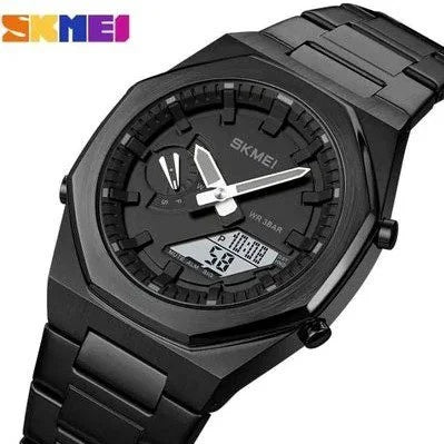 Skmei - 1816 - Dual Display luminous waterproofs 50+ timezone - Black/Black-White