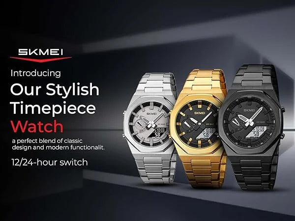 Skmei - 1816 - Dual Display luminous waterproofs 50+ timezone - Black/Black-White