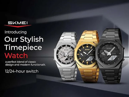 Skmei - 1816 - Dual Display luminous waterproofs 50+ timezone - Black/Black-White