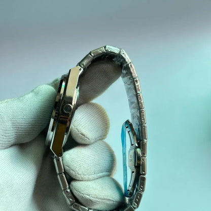 TISSOT PRX 1853 SILVER CHAIN WITH BLACK DIAL