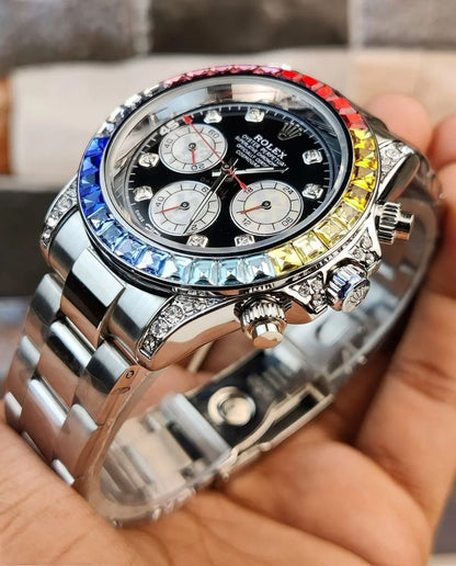 Rolex Rainbow Chronograph Daytona Black Dial – L-120