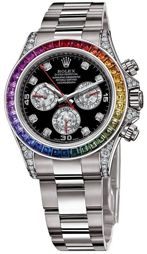 Rolex Rainbow Chronograph Daytona Black Dial – L-120