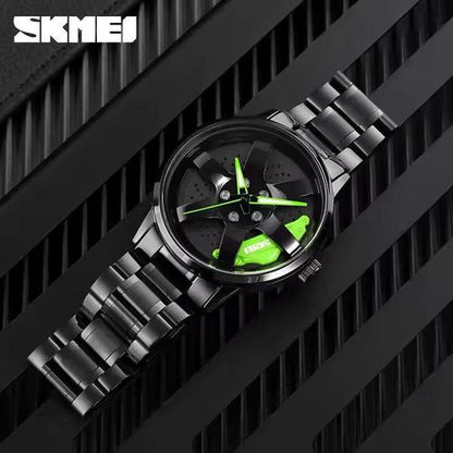 Original SKMEI 1787 ROTATING WHEEL RIM WATCH |YELLOW, RED, GREEN , WHITE